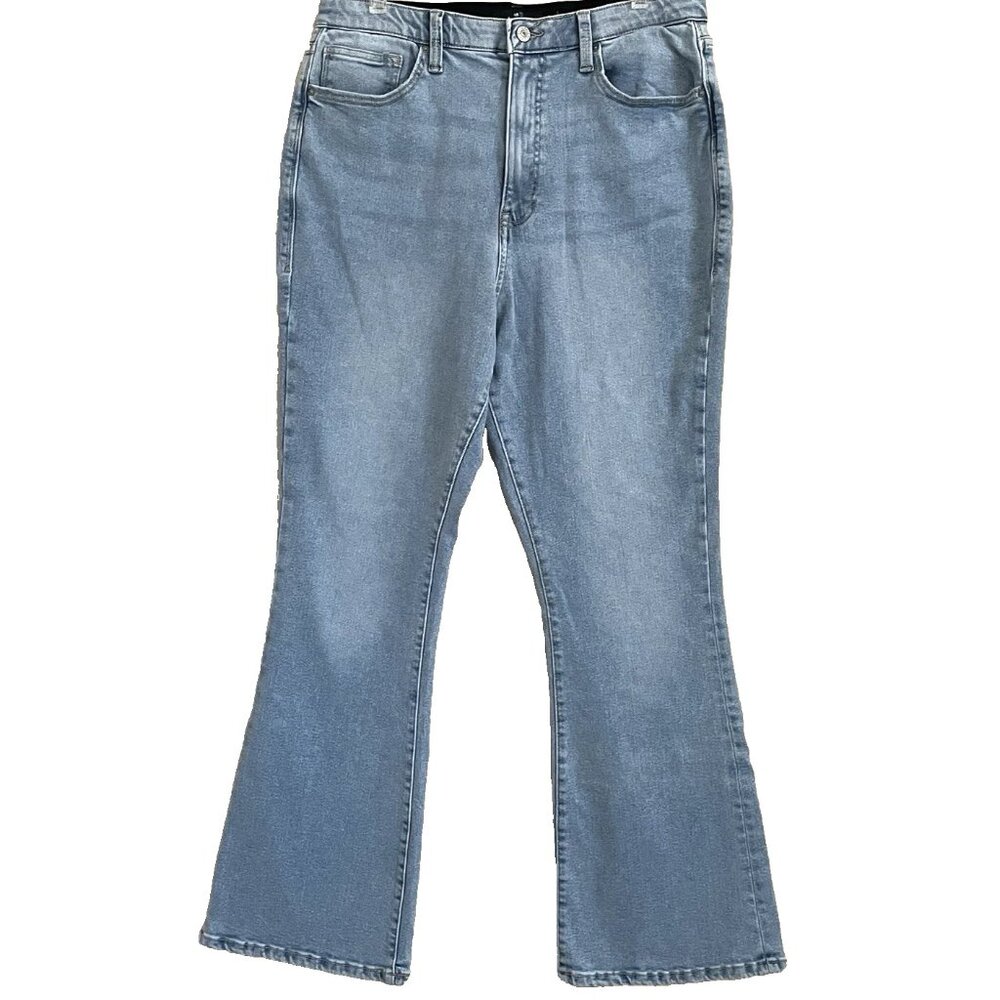 Lularoe Flare Jeans Women's 32 Slimming Panels Elastic Waistband Stretch Denim